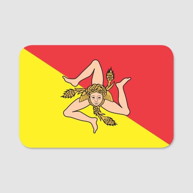 Para Nombres Etiqueta de nombre patriótico con bandera de Sicil (Anverso)