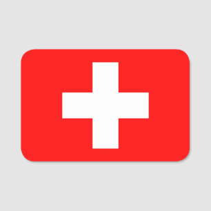 Para Nombres Etiqueta de nombre patriótico con bandera de Suiza