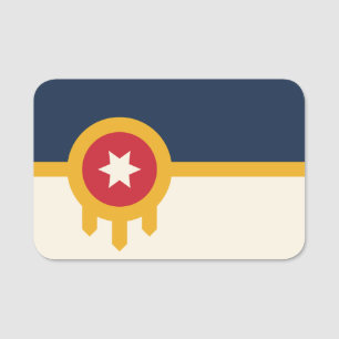 Para Nombres Etiqueta de nombre patriótico con bandera de Tulsa