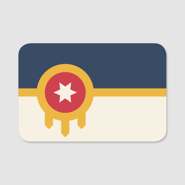 Para Nombres Etiqueta de nombre patriótico con bandera de Tulsa (Anverso)