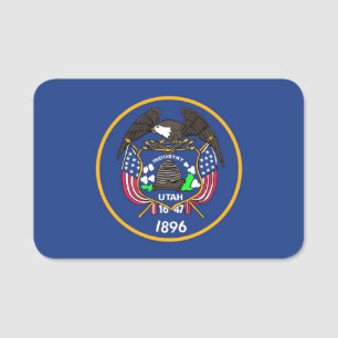 Para Nombres Etiqueta de nombre patriótico con bandera de Utah