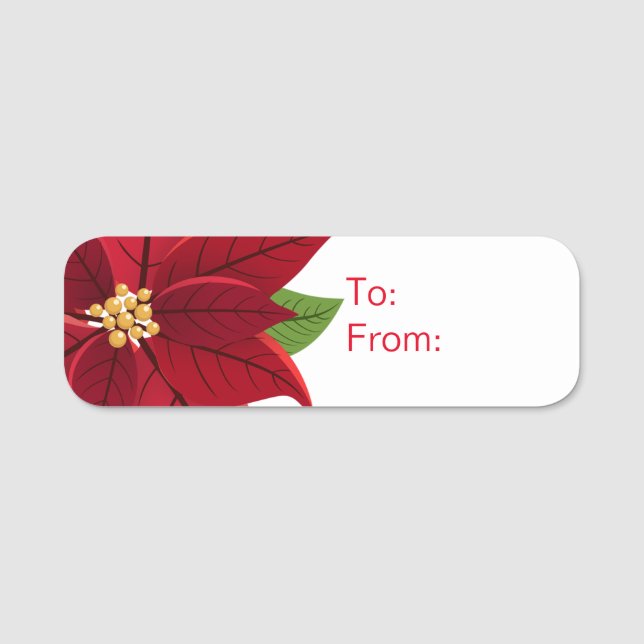 Para Nombres Etiqueta de regalo de Poinsettia navidades (Anverso)