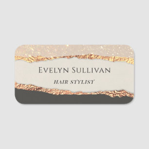 Para Nombres Etiqueta Gold Black Shimmer Paper
