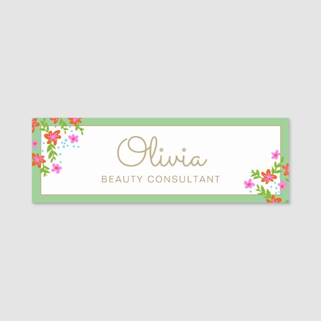 Para Nombres Etiqueta manuscrita de nombre floral (Anverso)