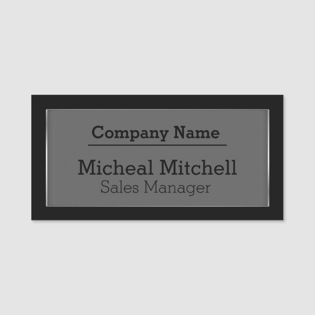 Para Nombres Etiqueta negra elegante del nombre del empleado (Anverso)