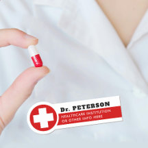 Etiqueta simple de nombre de enfermera de medicina