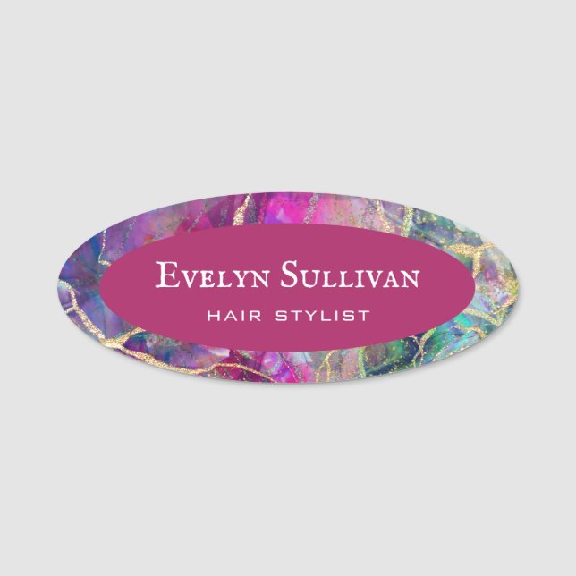 Para Nombres Fuchsia Aquamarine Opal Design Etiqueta (Anverso)
