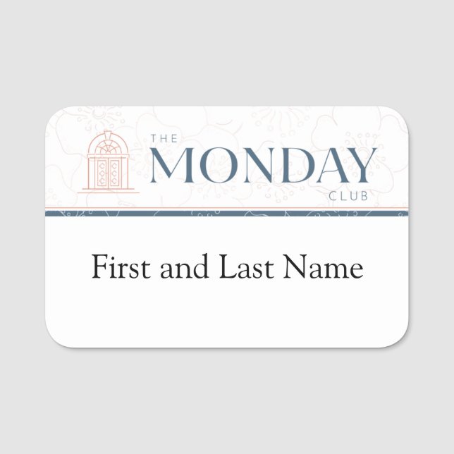 Para Nombres La etiqueta de nombre clásico del club Monday (Anverso)