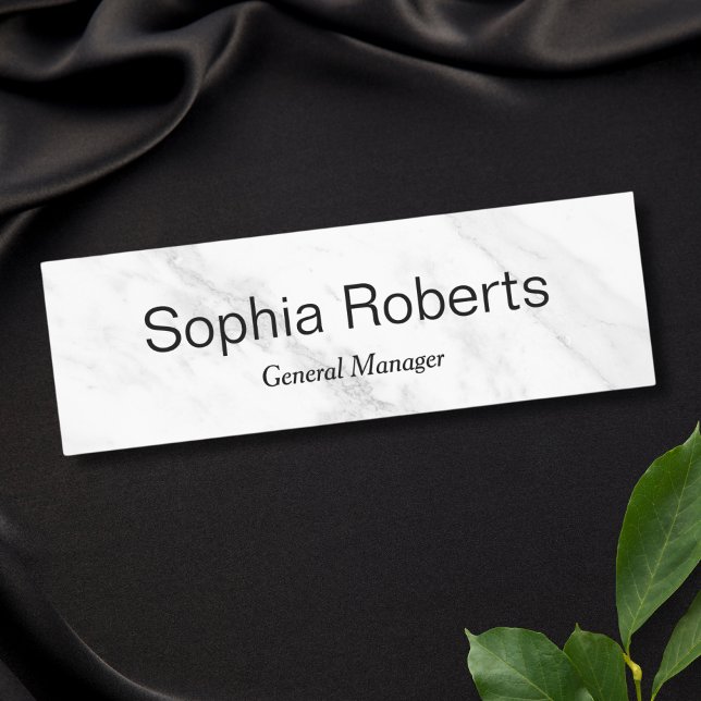 Para Nombres Marble Empleado Personal Magnético Nombre Etiqueta (White Marble Name Badge)