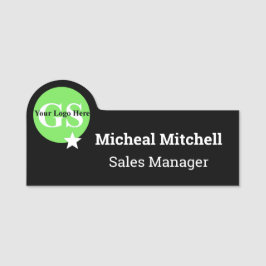 Para Nombres Negro con logotipo etiqueta de nombre de empleado 