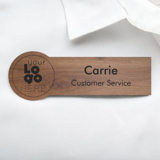 Para Nombres Walnut Wood Business Logo Etiqueta de nombre de em