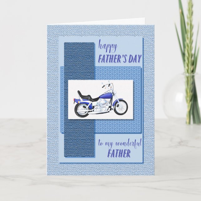 Para padre, tarjeta del día del padre con una moto (Anverso)