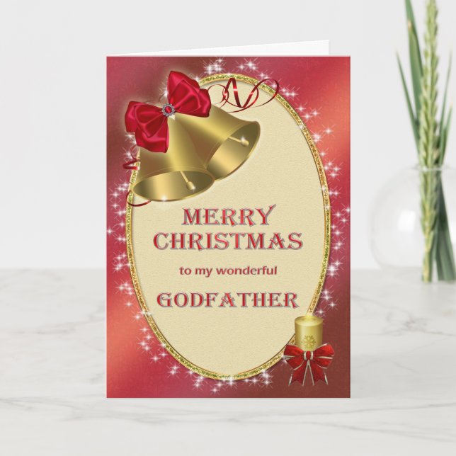 Para padrino, tarjeta de Navidades tradicionales (Anverso)