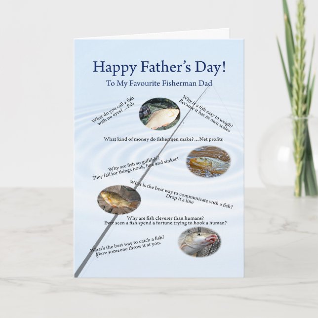 Para papá, chistes pescadores, tarjeta del día del (Anverso)