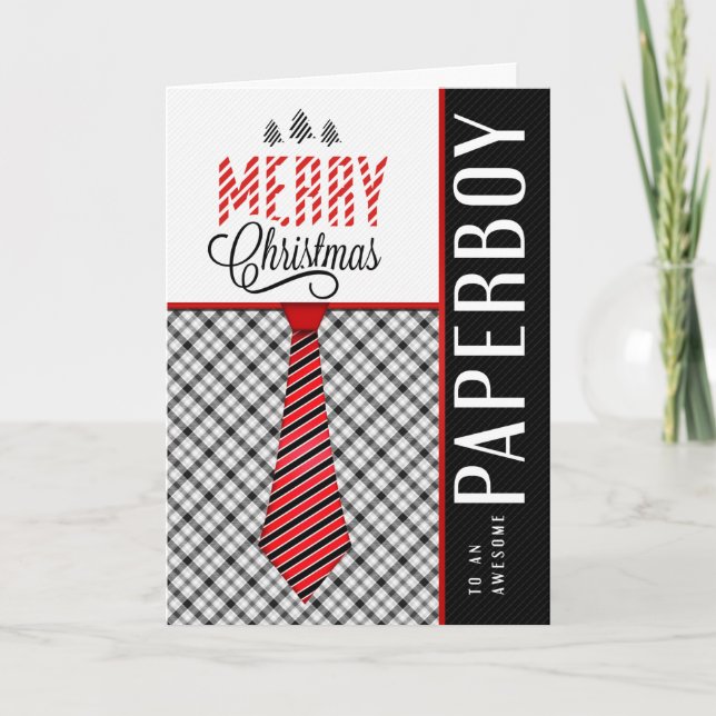 para Paperboy Feliz Navidad Corbata Masculina (Anverso)
