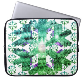 Para Portátil Copo de nieve púrpura y azul en una funda de elect