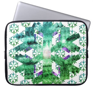 Para Portátil Copo de nieve púrpura y azul en una funda de elect