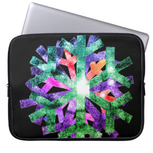 Para Portátil Copo de nieve rosa, morado y verde en funda de ele