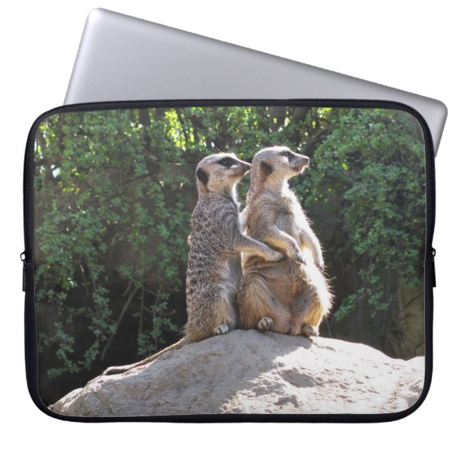 Para Portátil Cute pareja de Meerkat en Funda de laptops Rock (Frente)