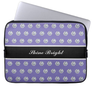 Para Portátil Diamantes elegantes sobre funda de laptop azul lav
