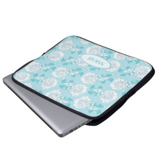 Para Portátil Dianthus blanco sobre azul floral llamado funda po