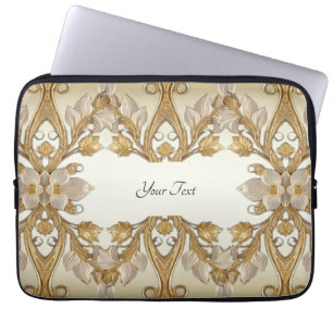 Para Portátil Flores blancas fundición dorada decorativa funda p
