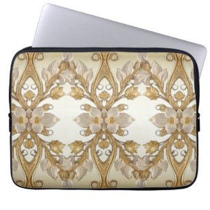 Para Portátil Flores blancas fundición dorada decorativa funda p