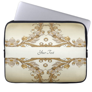 Para Portátil Flores blancas fundición dorada decorativa funda p