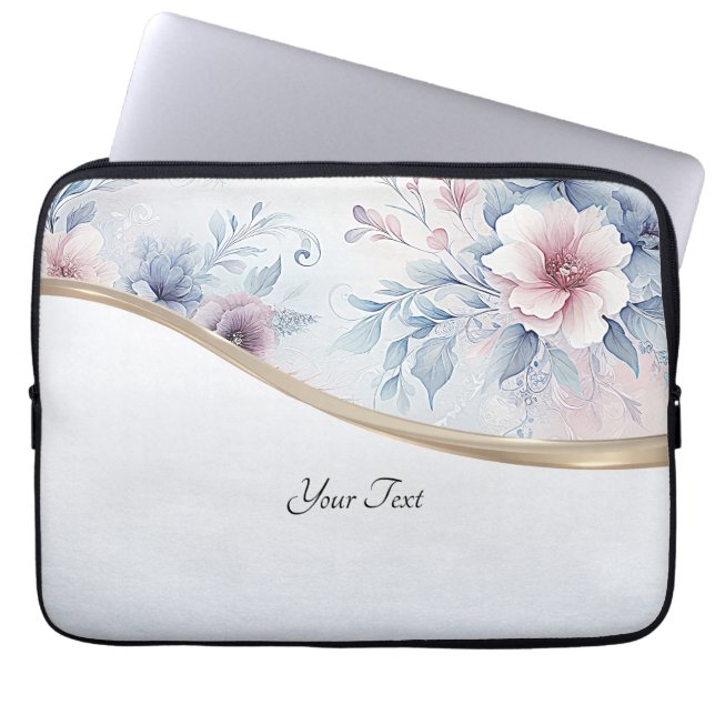 Para Portátil Funda acuática Blue Pink Floral (Frente)