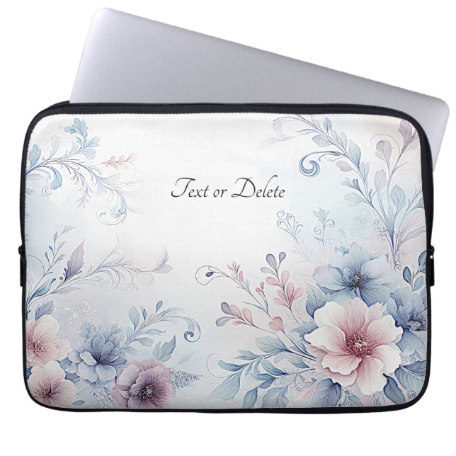 Para Portátil Funda acuática Blue Pink Floral (Frente)