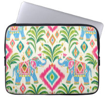 Funda de computadora Chic Boho Preppy Ikat Tropica