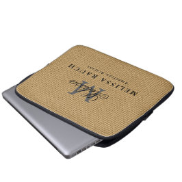 Para Portátil Funda de iniciales personalizadas Nombre y título