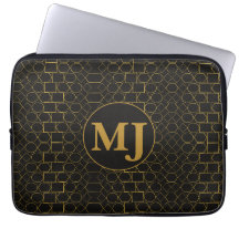 Funda de laptop con monograma personalizado negro