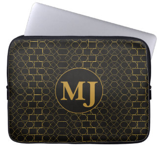Para Portátil Funda de laptop con monograma personalizado negro