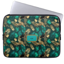 funda de laptops "Verde azulada Blue Leopard"