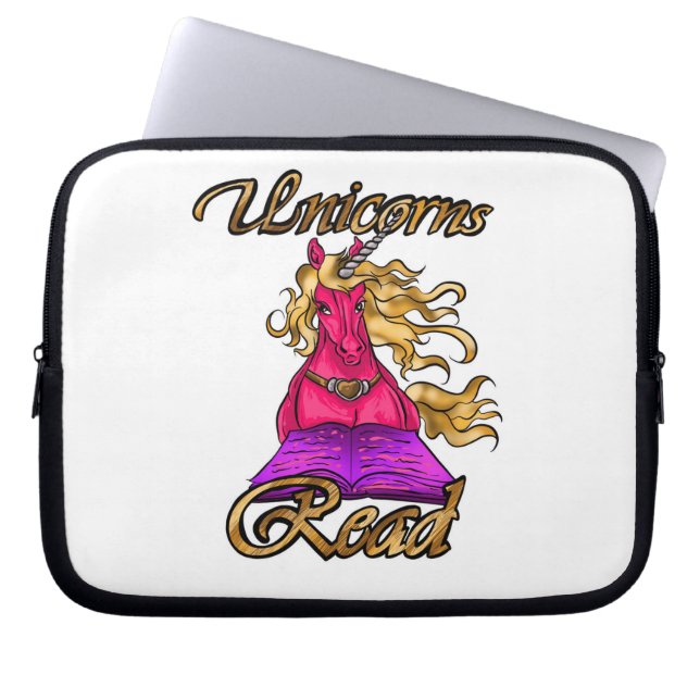 Para Portátil Funda de lectura de libros de Unicornios (Frente)