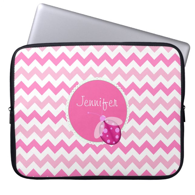 Para Portátil Funda de portátiles Chevron Rosa personalizado (Frente)