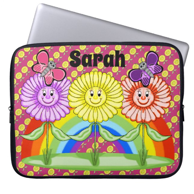 Para Portátil Funda de portátiles de flores felices (Frente)