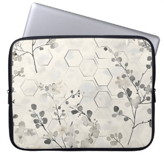 Para Portátil Funda de portátiles Honeycomb y Grey Flowers