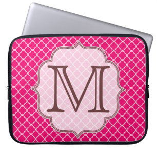 Para Portátil Funda de portátiles Monograma de cuarzo rosado de