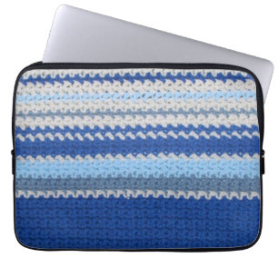 Para Portátil Funda del comprimido - Bandas azules en crochet