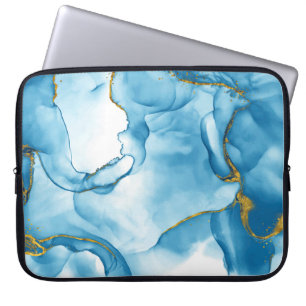 Para Portátil Funda moderna con fondo de mármol azul-oro