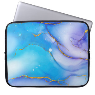 Para Portátil Funda moderna con fondo de mármol azul-oro