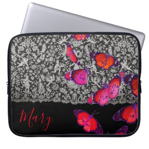 Para Portátil Funda NEOPRENDE DE LACE Y MARIPOSAS DE NOMBRE PERS