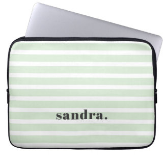 Para Portátil Funda Personalizada Negrita Nombre Rayas Verde Cla