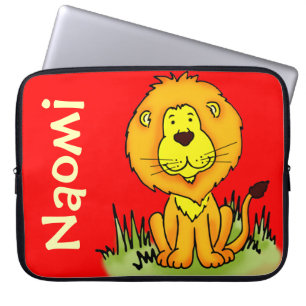 Para Portátil Gráfico de león nombre de pila niños rojos funda p