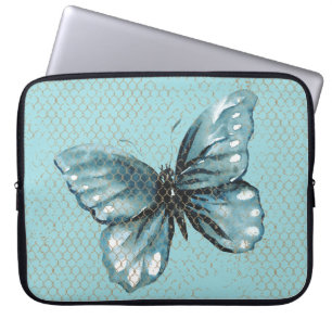 Para Portátil Mariposa verde azulada en la funda guardabarros de