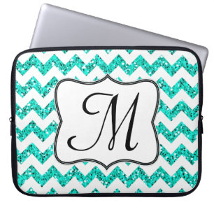 Para Portátil Moderno Funda de portátiles Chevron Monograma Verd