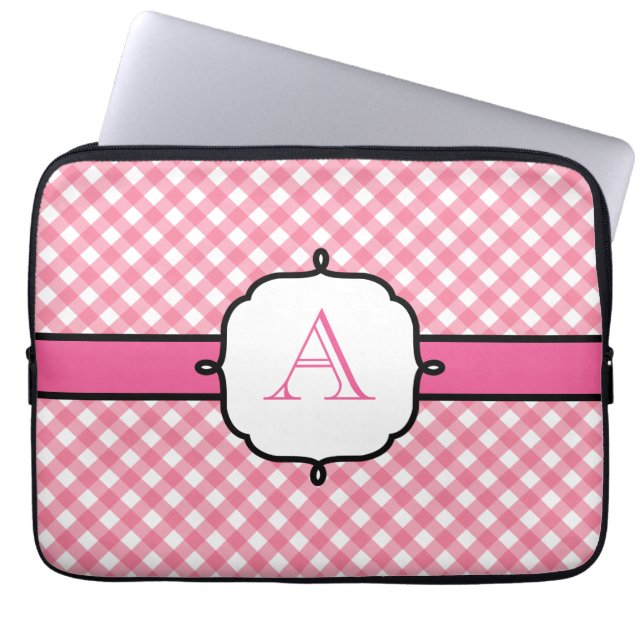 Para Portátil Monogrammed Gingham Laptop Funda (Frente)