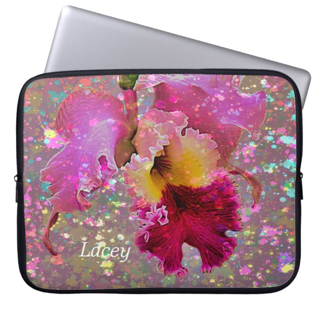 Para Portátil Paint Splated Orchid Laptop Funda (Frente)